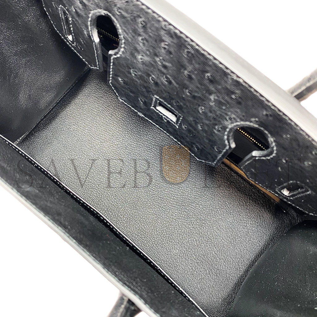 HERMÈS MASTER BIRKIN 30 BLACK OSTRICH ROSE GOLD HARDWARE 346920 (30*24*16cm)